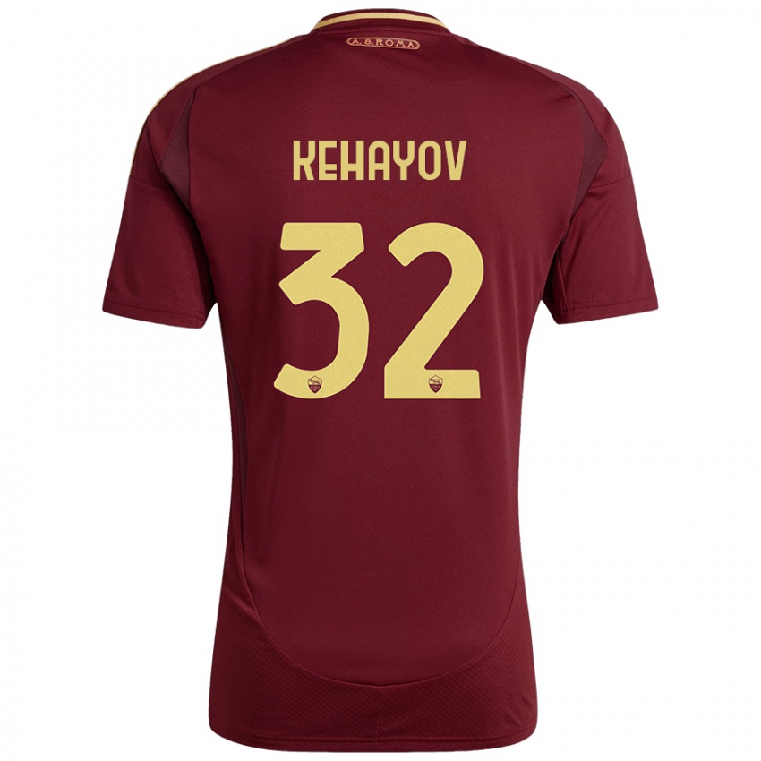 Niño Camiseta Atanas Kehayov #32 Rojo Marrón Dorado 1ª Equipación 2024/25 La Camisa México