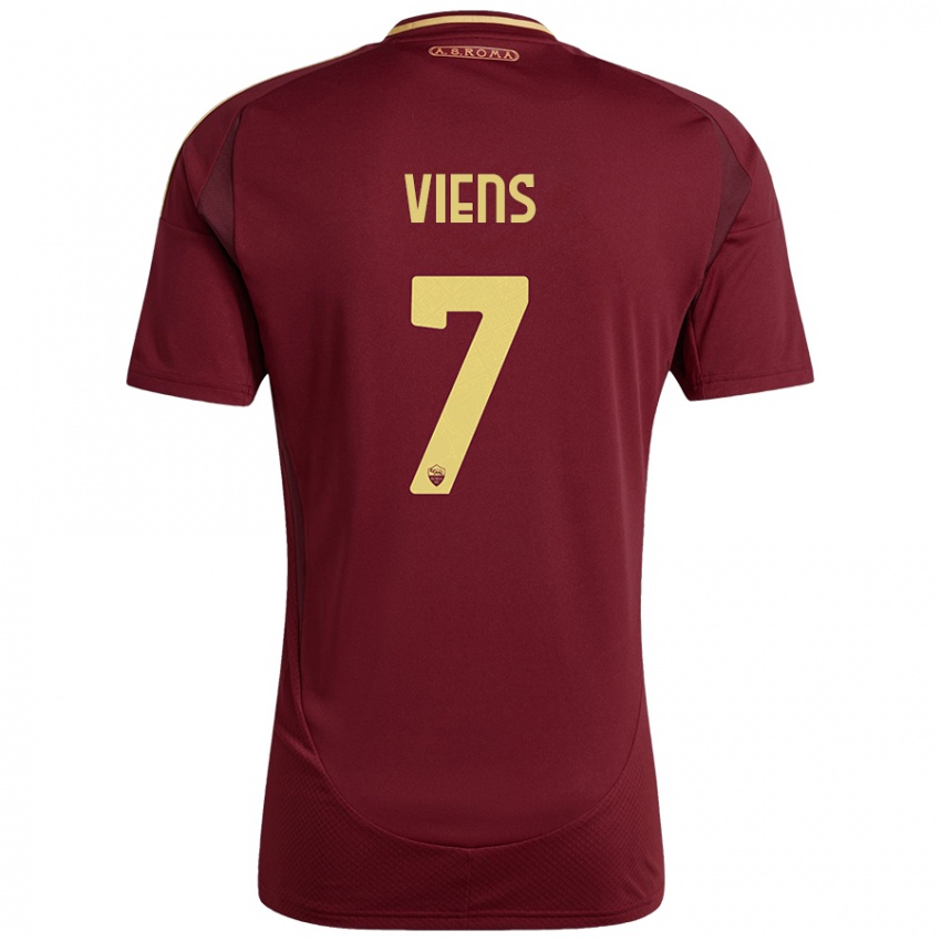 Niño Camiseta Evelyne Viens #7 Rojo Marrón Dorado 1ª Equipación 2024/25 La Camisa México