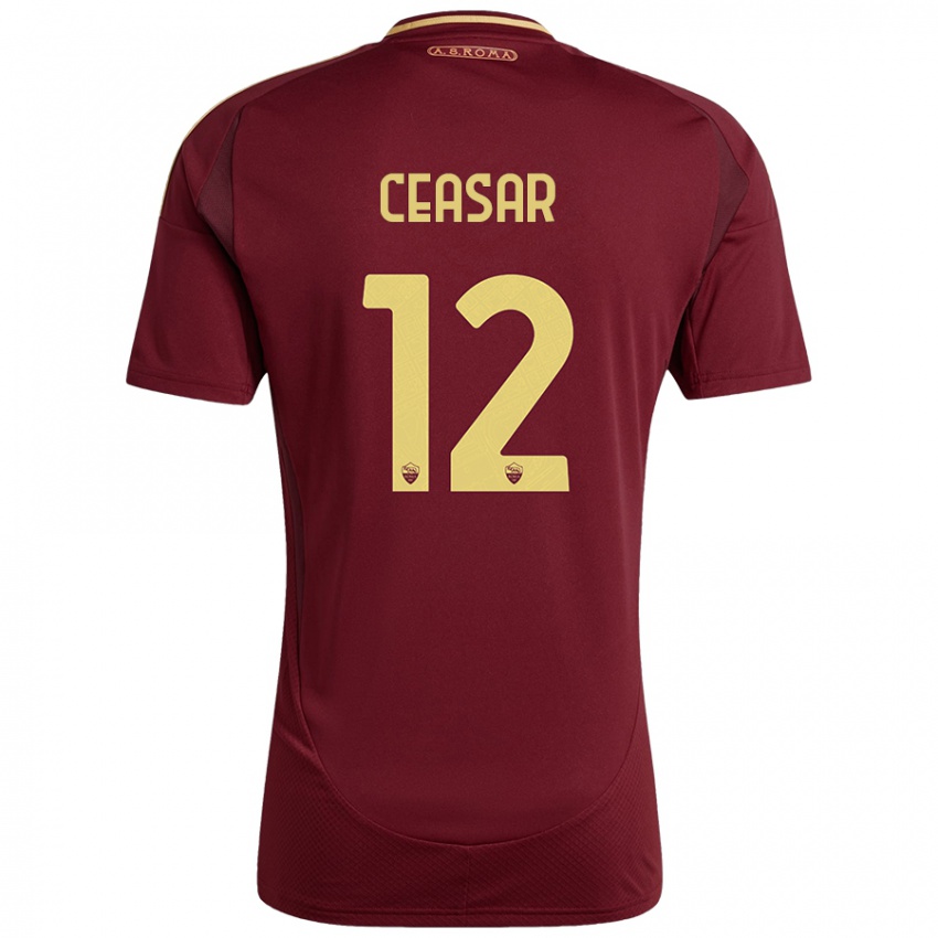 Niño Camiseta Camelia Ceasar #12 Rojo Marrón Dorado 1ª Equipación 2024/25 La Camisa México