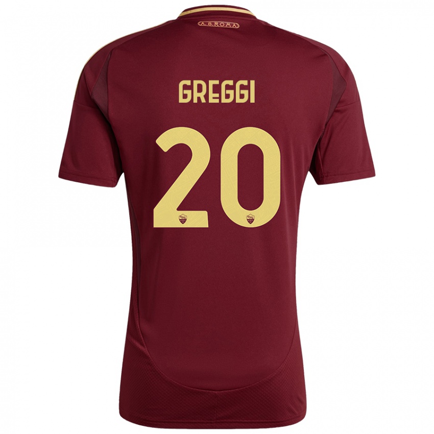 Niño Camiseta Giada Greggi #20 Rojo Marrón Dorado 1ª Equipación 2024/25 La Camisa México