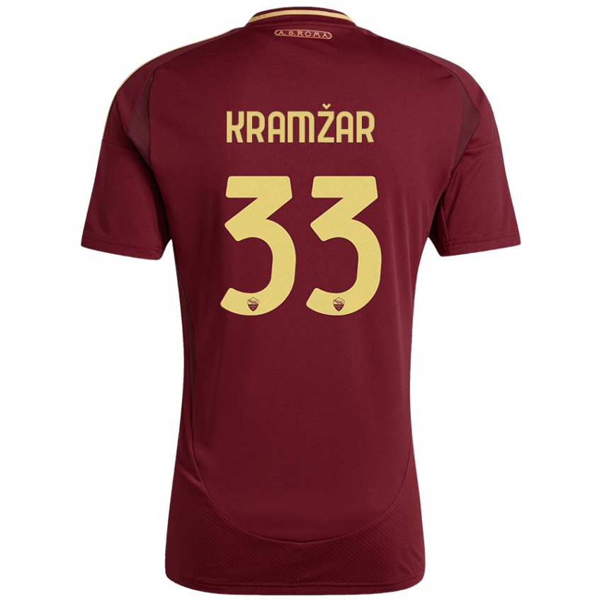 Niño Camiseta Zara Kramžar #33 Rojo Marrón Dorado 1ª Equipación 2024/25 La Camisa México