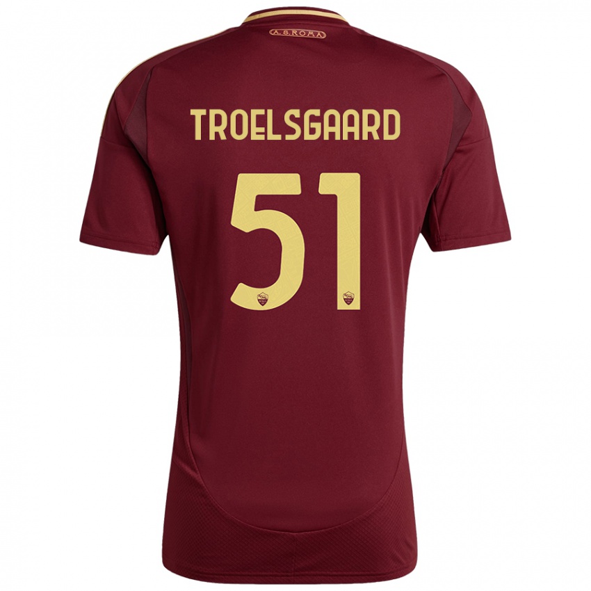 Niño Camiseta Sanne Troelsgaard #51 Rojo Marrón Dorado 1ª Equipación 2024/25 La Camisa México