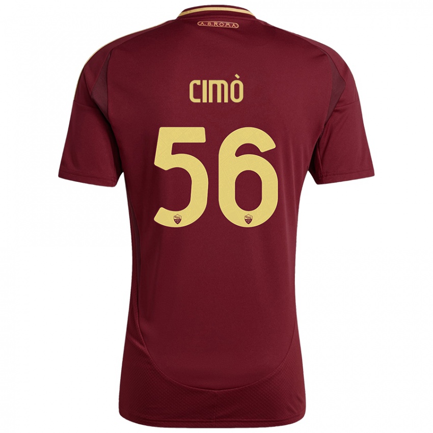 Niño Camiseta Giada Cimò #56 Rojo Marrón Dorado 1ª Equipación 2024/25 La Camisa México