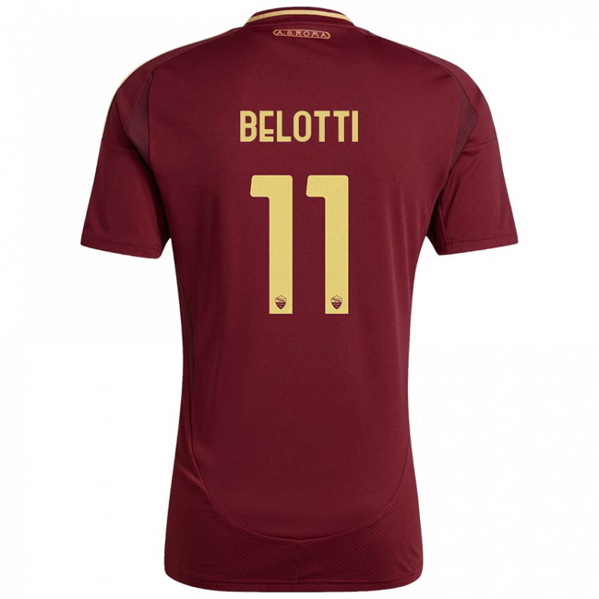 Niño Camiseta Andrea Belotti #11 Rojo Marrón Dorado 1ª Equipación 2024/25 La Camisa México