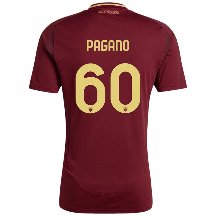 Niño Camiseta Riccardo Pagano #60 Rojo Marrón Dorado 1ª Equipación 2024/25 La Camisa México