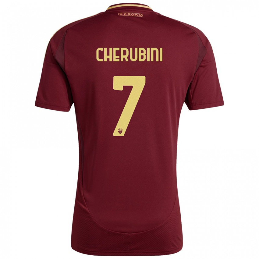 Niño Camiseta Luigi Cherubini #7 Rojo Marrón Dorado 1ª Equipación 2024/25 La Camisa México