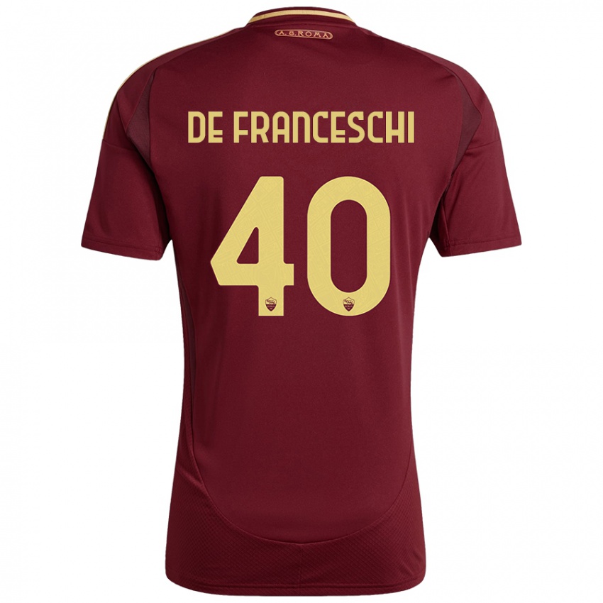 Niño Camiseta Leonardo De Franceschi #40 Rojo Marrón Dorado 1ª Equipación 2024/25 La Camisa México