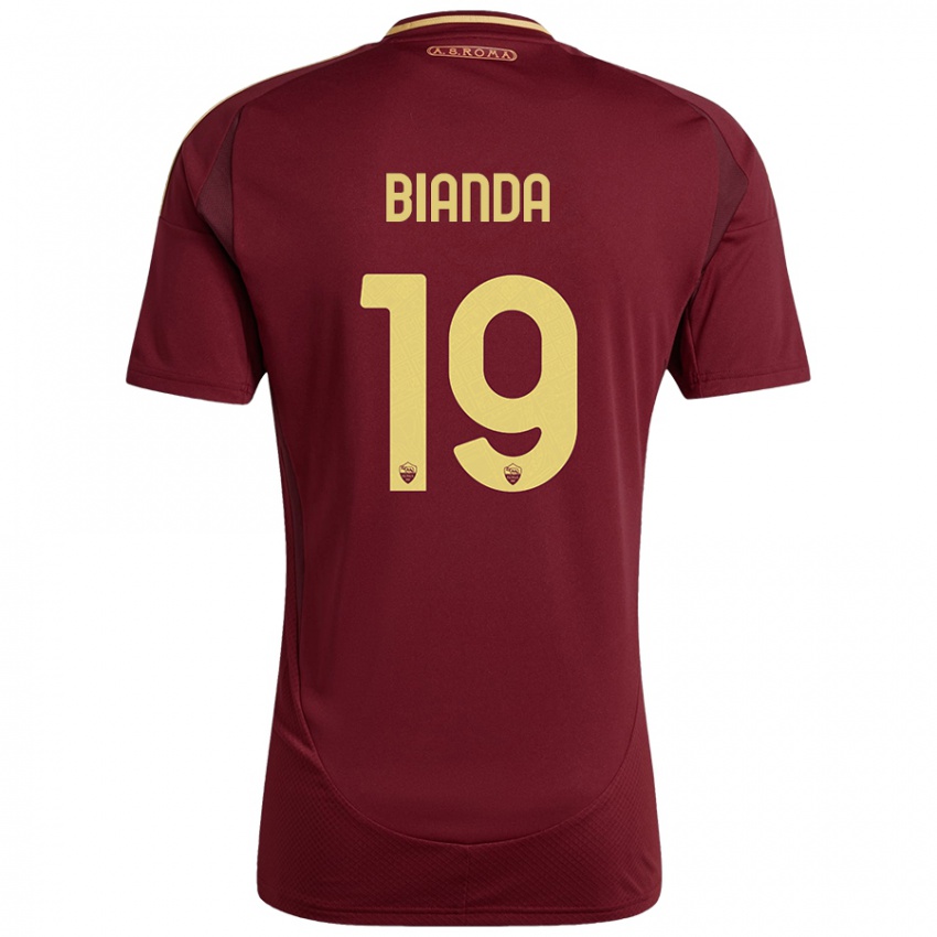 Niño Camiseta William Bianda #19 Rojo Marrón Dorado 1ª Equipación 2024/25 La Camisa México