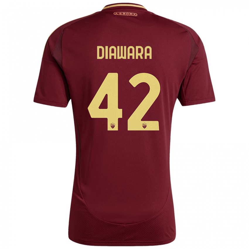 Niño Camiseta Amadou Diawara #42 Rojo Marrón Dorado 1ª Equipación 2024/25 La Camisa México