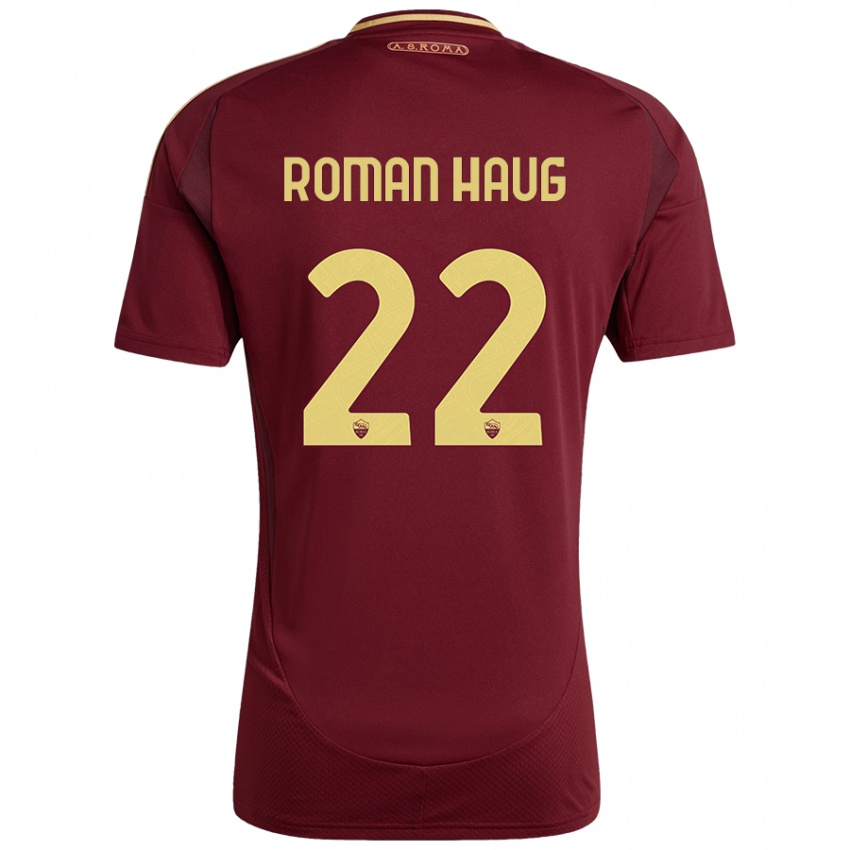 Niño Camiseta Sophie Roman Haug #22 Rojo Marrón Dorado 1ª Equipación 2024/25 La Camisa México