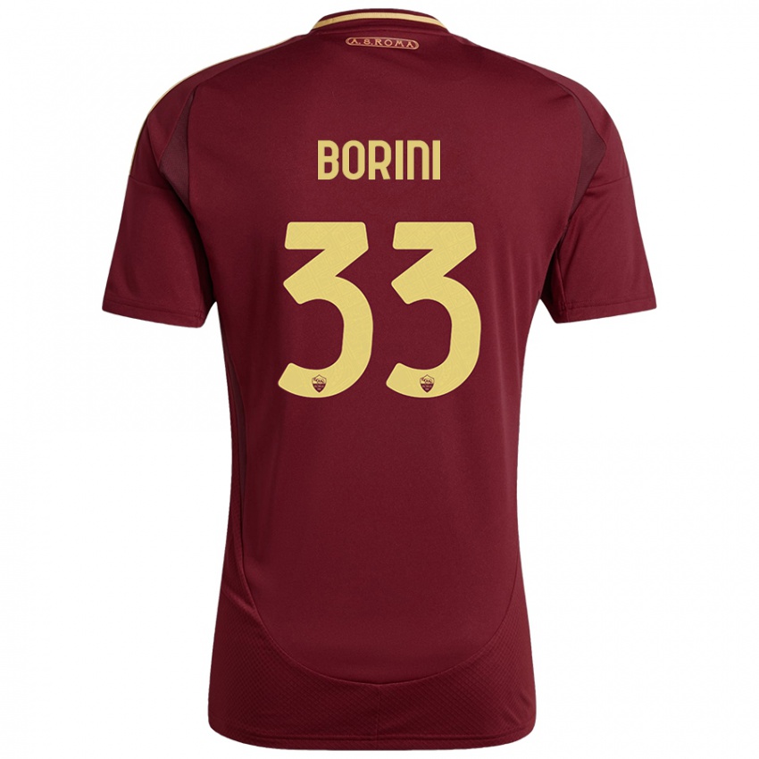 Niño Camiseta Joyce Borini #33 Rojo Marrón Dorado 1ª Equipación 2024/25 La Camisa México