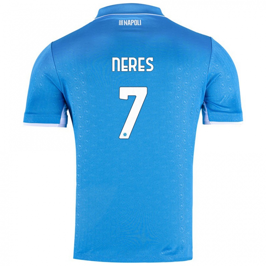 Niño Camiseta David Neres #7 Azul Cielo 1ª Equipación 2024/25 La Camisa México