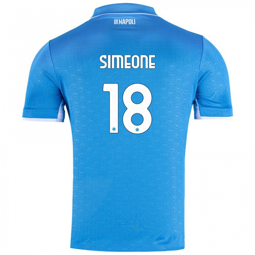 Niño Camiseta Giovanni Simeone #18 Azul Cielo 1ª Equipación 2024/25 La Camisa México