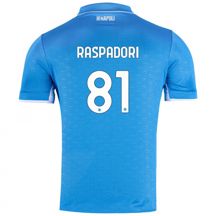 Niño Camiseta Giacomo Raspadori #81 Azul Cielo 1ª Equipación 2024/25 La Camisa México