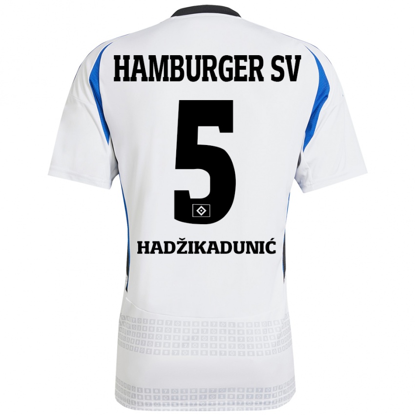 Niño Camiseta Dennis Hadzikadunic #5 Blanco Azul 1ª Equipación 2024/25 La Camisa México