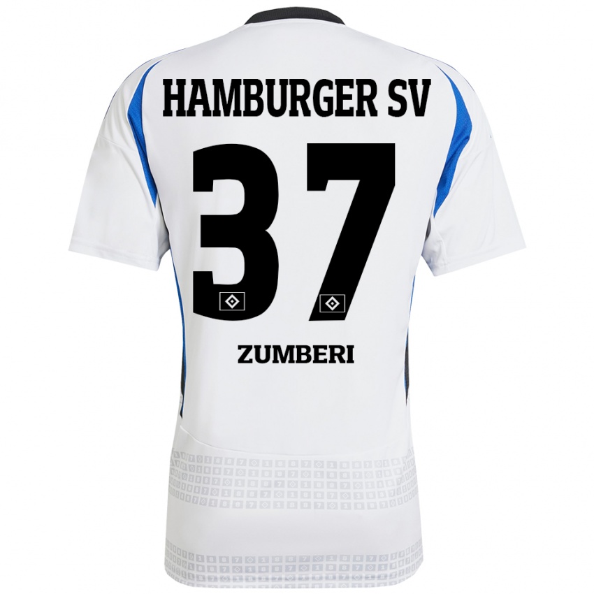 Niño Camiseta Valon Zumberi #37 Blanco Azul 1ª Equipación 2024/25 La Camisa México