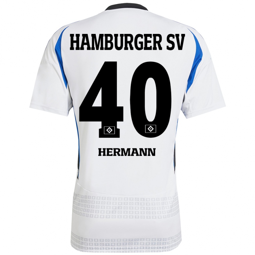 Niño Camiseta Hannes Hermann #40 Blanco Azul 1ª Equipación 2024/25 La Camisa México