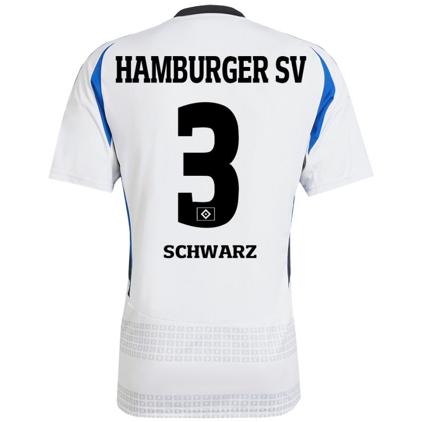 Niño Camiseta Jannick Schwarz #3 Blanco Azul 1ª Equipación 2024/25 La Camisa México