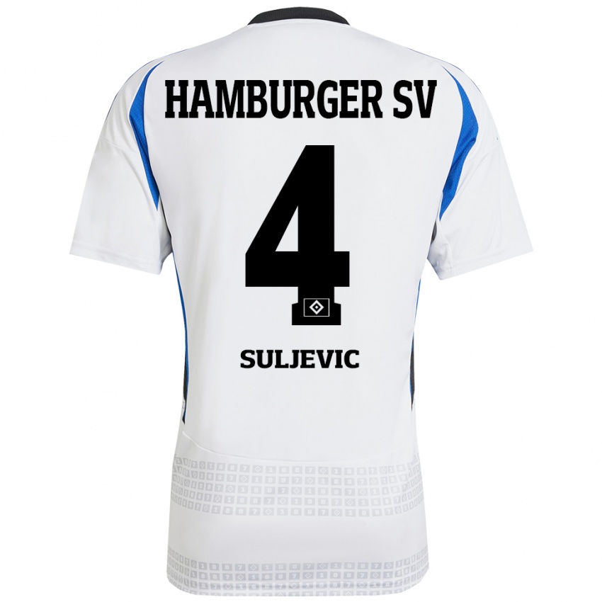 Niño Camiseta Almin Suljevic #4 Blanco Azul 1ª Equipación 2024/25 La Camisa México