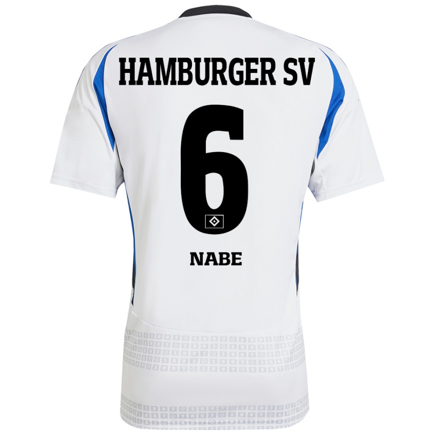 Niño Camiseta Jamal Nabe #6 Blanco Azul 1ª Equipación 2024/25 La Camisa México