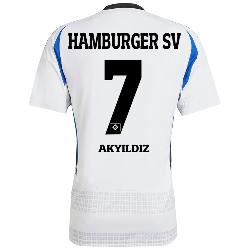 Niño Camiseta Liam Akyildiz #7 Blanco Azul 1ª Equipación 2024/25 La Camisa México