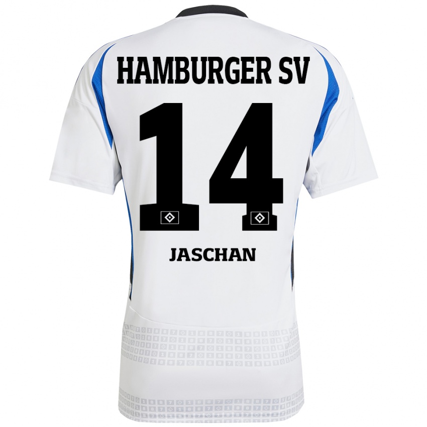 Niño Camiseta Endrik Jaschan #14 Blanco Azul 1ª Equipación 2024/25 La Camisa México