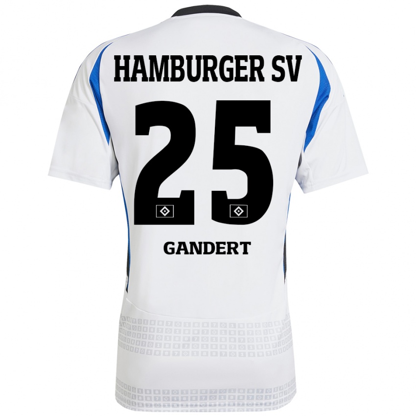 Niño Camiseta Jeremy Gandert #25 Blanco Azul 1ª Equipación 2024/25 La Camisa México