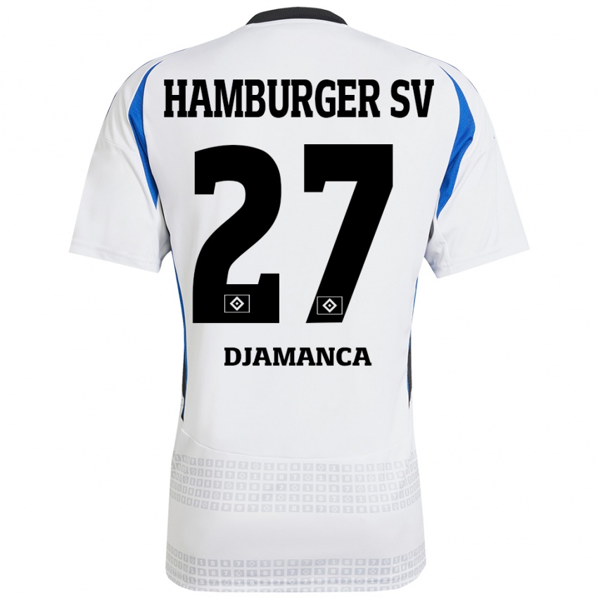 Niño Camiseta Ismaila Djamanca #27 Blanco Azul 1ª Equipación 2024/25 La Camisa México