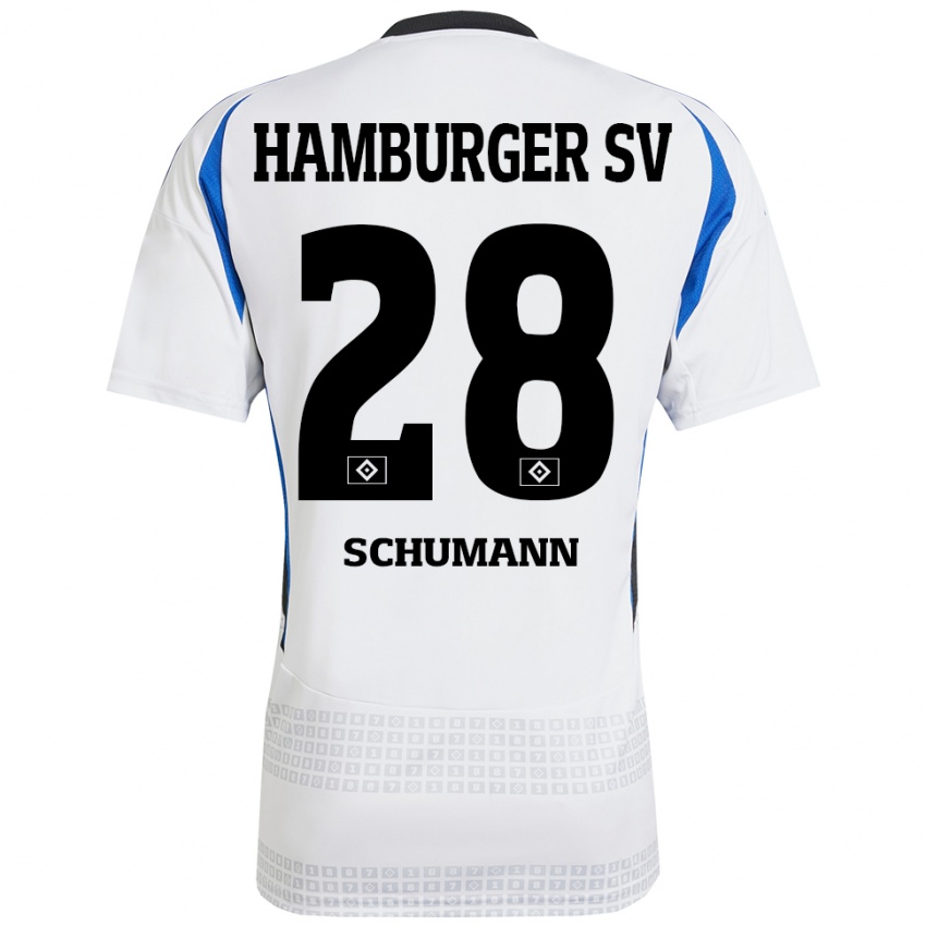 Niño Camiseta Henri Maximilian Schümann #28 Blanco Azul 1ª Equipación 2024/25 La Camisa México