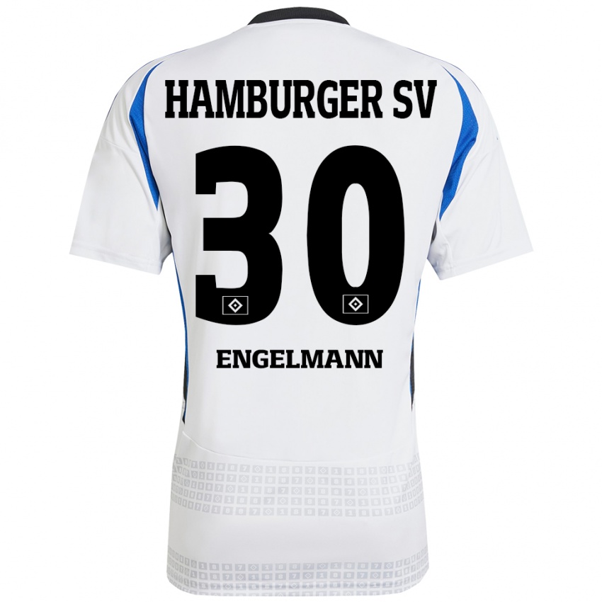 Niño Camiseta Timon Engelmann #30 Blanco Azul 1ª Equipación 2024/25 La Camisa México