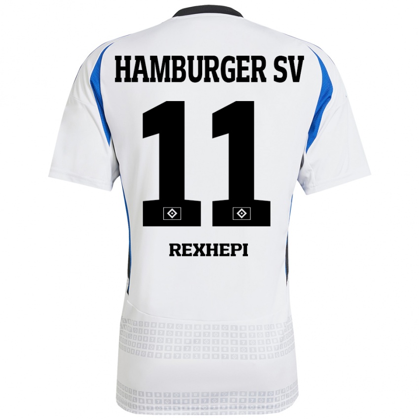 Niño Camiseta Arlind Rexhepi #11 Blanco Azul 1ª Equipación 2024/25 La Camisa México