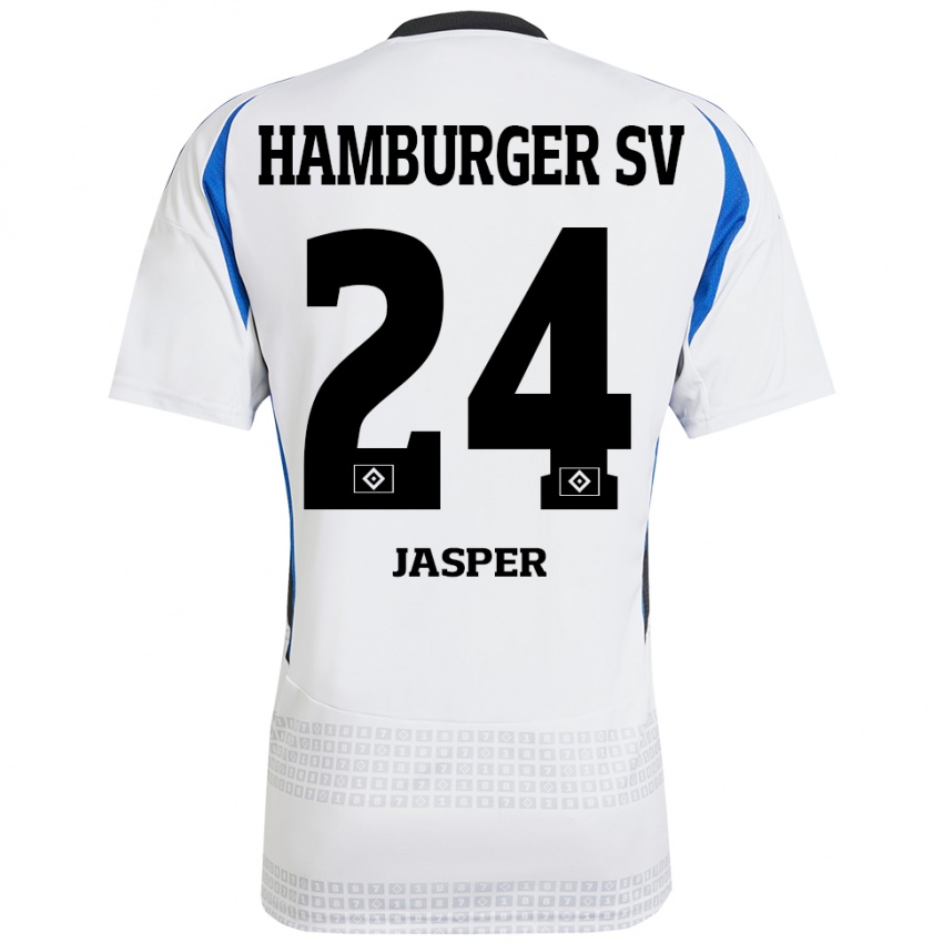 Niño Camiseta Jan-Lukas Jasper #24 Blanco Azul 1ª Equipación 2024/25 La Camisa México