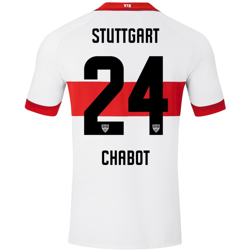 Niño Camiseta Jeff Chabot #24 Blanco Rojo 1ª Equipación 2024/25 La Camisa México