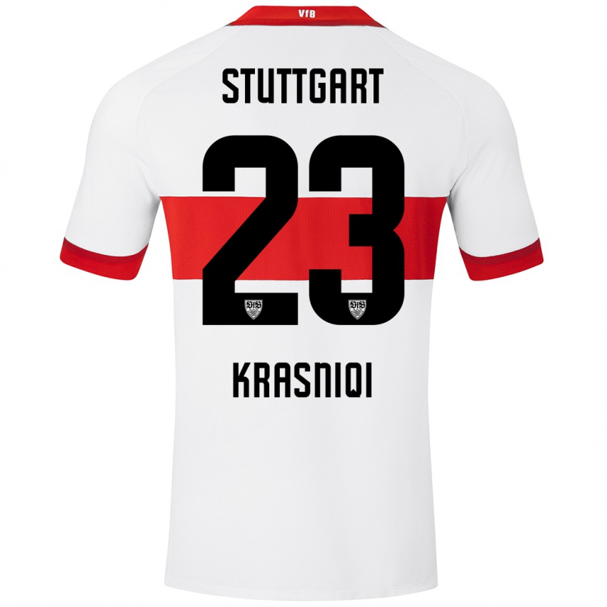 Niño Camiseta Elton Krasniqi #23 Blanco Rojo 1ª Equipación 2024/25 La Camisa México