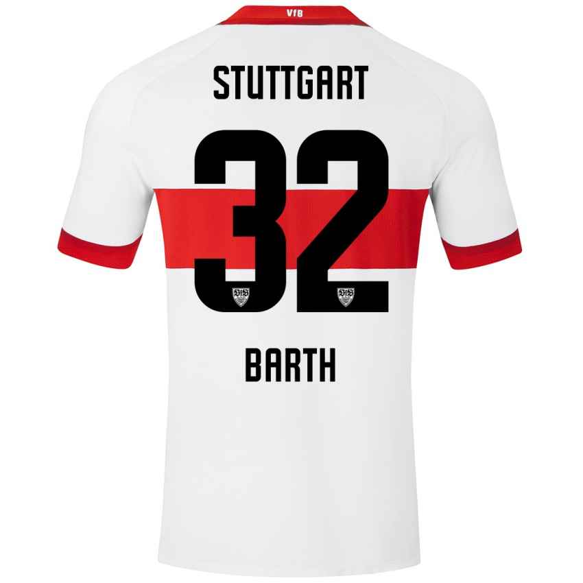 Niño Camiseta Tom Barth #32 Blanco Rojo 1ª Equipación 2024/25 La Camisa México