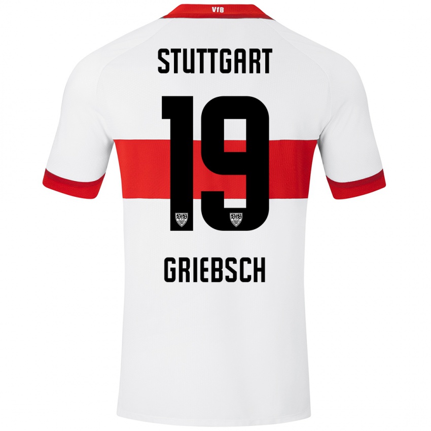 Niño Camiseta Lukas Griebsch #19 Blanco Rojo 1ª Equipación 2024/25 La Camisa México