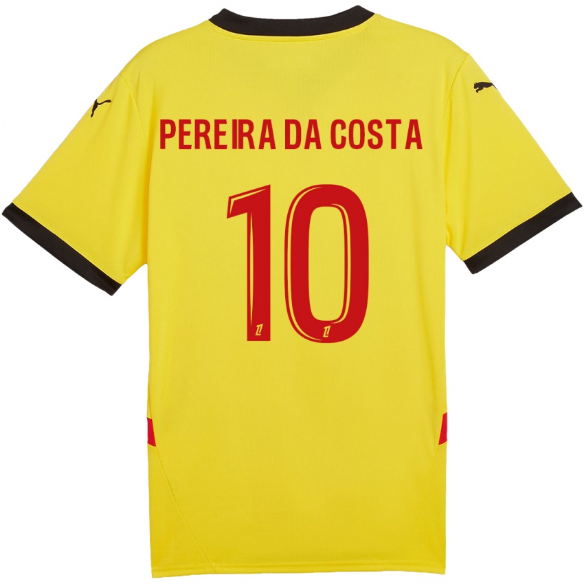 Niño Camiseta David Pereira Da Costa #10 Amarillo Rojo 1ª Equipación 2024/25 La Camisa México