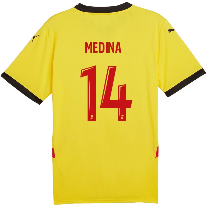 Niño Camiseta Facundo Medina #14 Amarillo Rojo 1ª Equipación 2024/25 La Camisa México