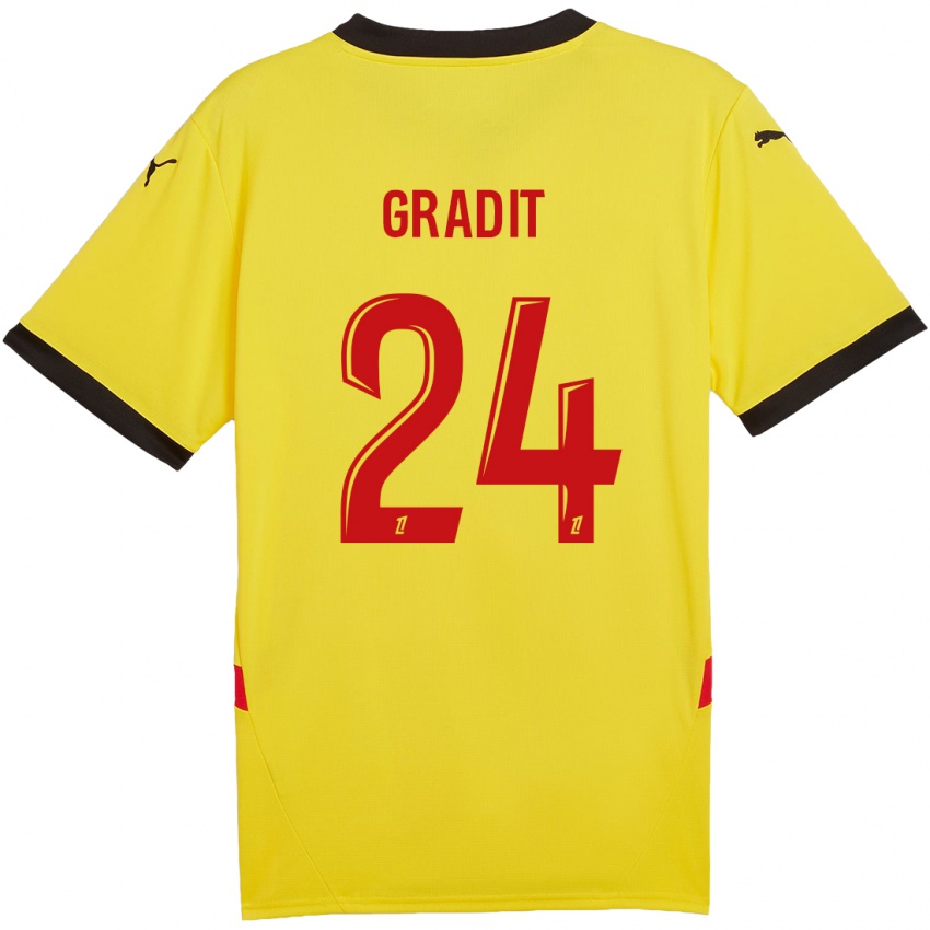 Niño Camiseta Jonathan Gradit #24 Amarillo Rojo 1ª Equipación 2024/25 La Camisa México