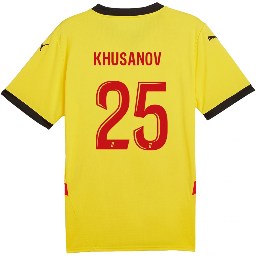 Niño Camiseta Abdukodir Khusanov #25 Amarillo Rojo 1ª Equipación 2024/25 La Camisa México