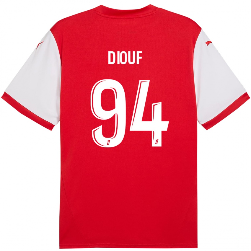 Niño Camiseta Yehvann Diouf #94 Rojo Blanco 1ª Equipación 2024/25 La Camisa México