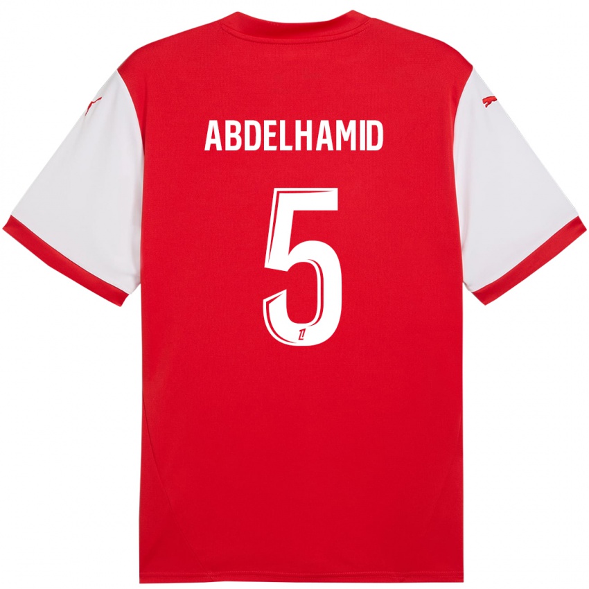 Niño Camiseta Yunis Abdelhamid #5 Rojo Blanco 1ª Equipación 2024/25 La Camisa México