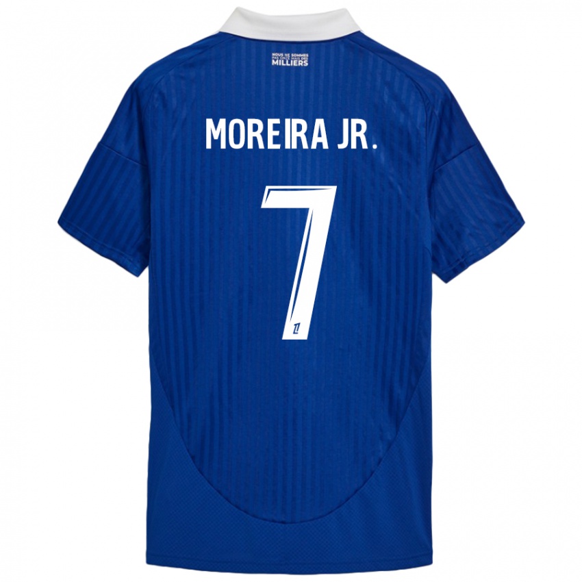 Niño Camiseta Diego Moreira #7 Azul Blanco 1ª Equipación 2024/25 La Camisa México