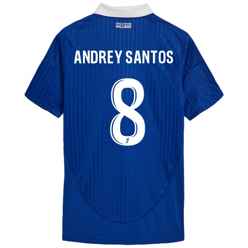 Niño Camiseta Andrey Santos #8 Azul Blanco 1ª Equipación 2024/25 La Camisa México