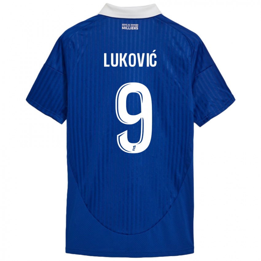 Niño Camiseta Milos Lukovic #9 Azul Blanco 1ª Equipación 2024/25 La Camisa México