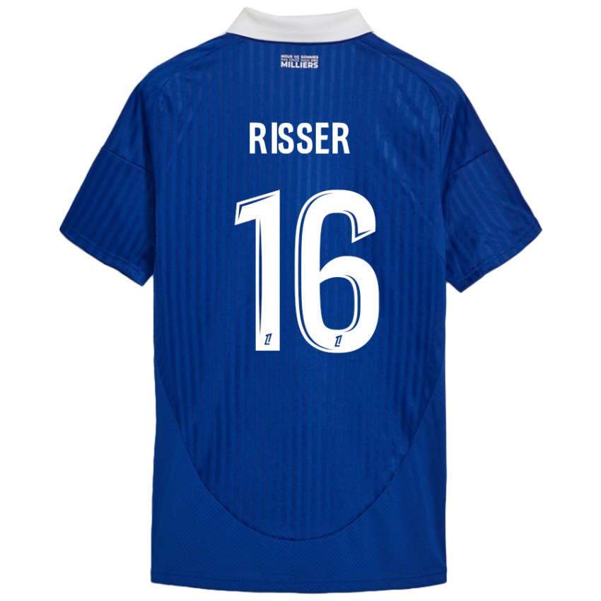 Niño Camiseta Robin Risser #16 Azul Blanco 1ª Equipación 2024/25 La Camisa México