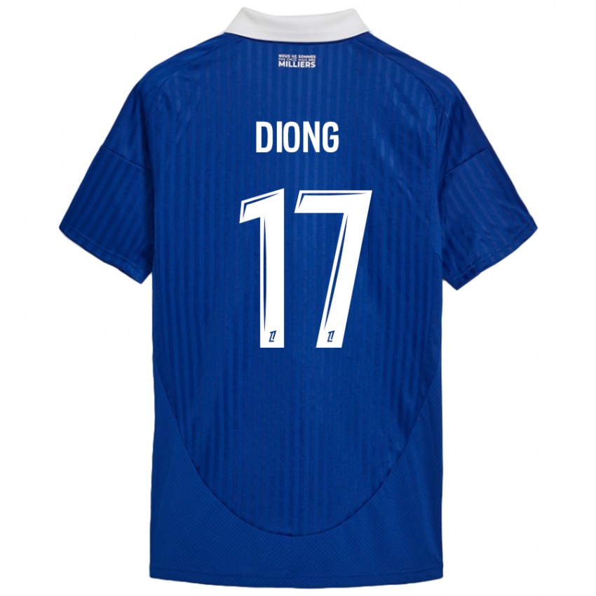 Niño Camiseta Pape Diong #17 Azul Blanco 1ª Equipación 2024/25 La Camisa México