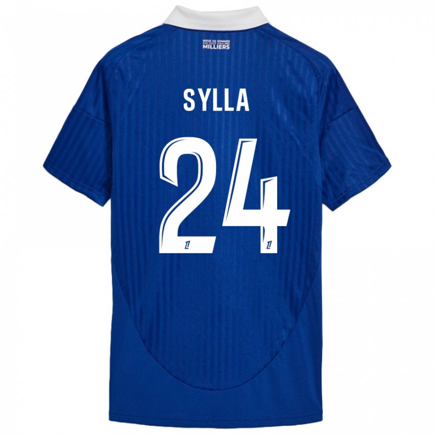 Niño Camiseta Abakar Sylla #24 Azul Blanco 1ª Equipación 2024/25 La Camisa México