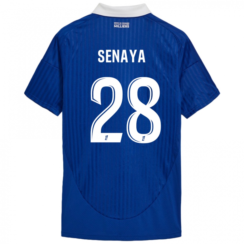 Niño Camiseta Marvin Senaya #28 Azul Blanco 1ª Equipación 2024/25 La Camisa México