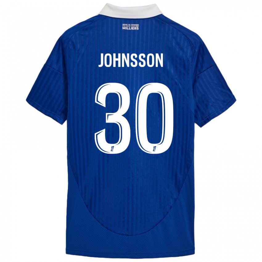 Niño Camiseta Karl-Johan Johnsson #30 Azul Blanco 1ª Equipación 2024/25 La Camisa México